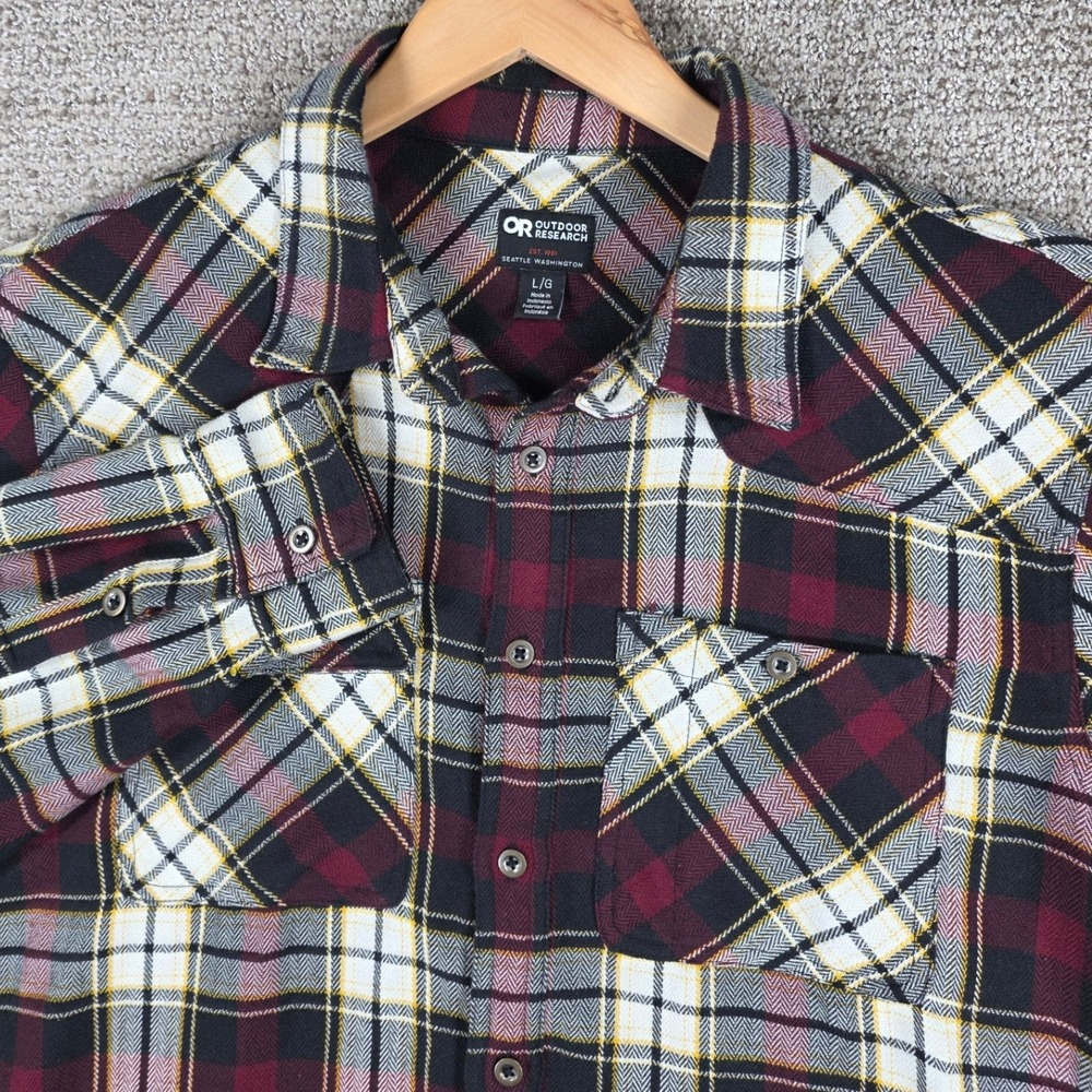 Outdoor Research Mens Large Plaid Feedback Flannel Shirt Long‎ Sleeve